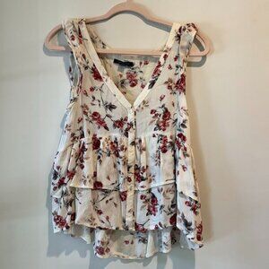 American Eagle Outfitters Floral Ruffle Sleeveless Top